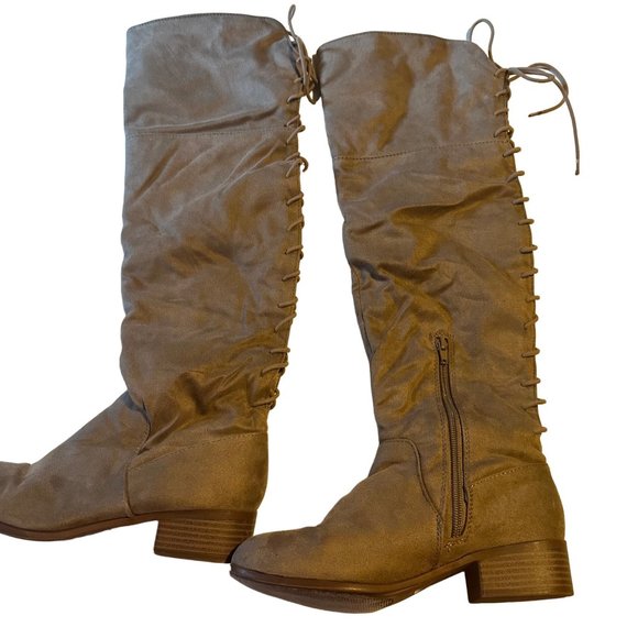 J.Adams knee hight lace back zip side grey boots side 7 - Picture 2 of 7